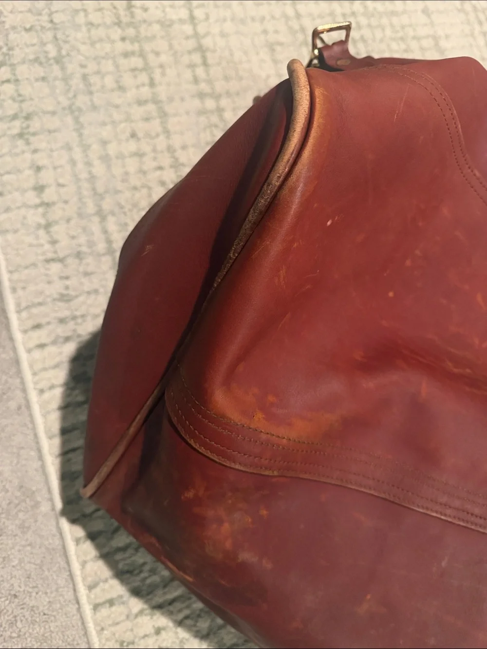 J.W. Hulme Co. Men’s Leather Duffle Bag in Cognac Brown